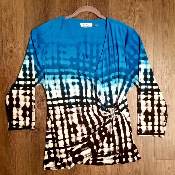CALVIN KLEIN Faux Wrap Top - Picture 1 of 4